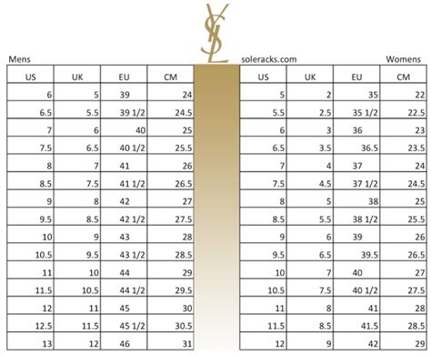 ysl shoe size chart.